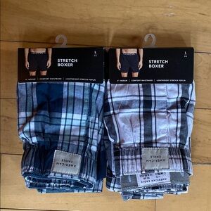 American Eagle Outfitters Men's Plaid Stretch Boxers - Blue and White